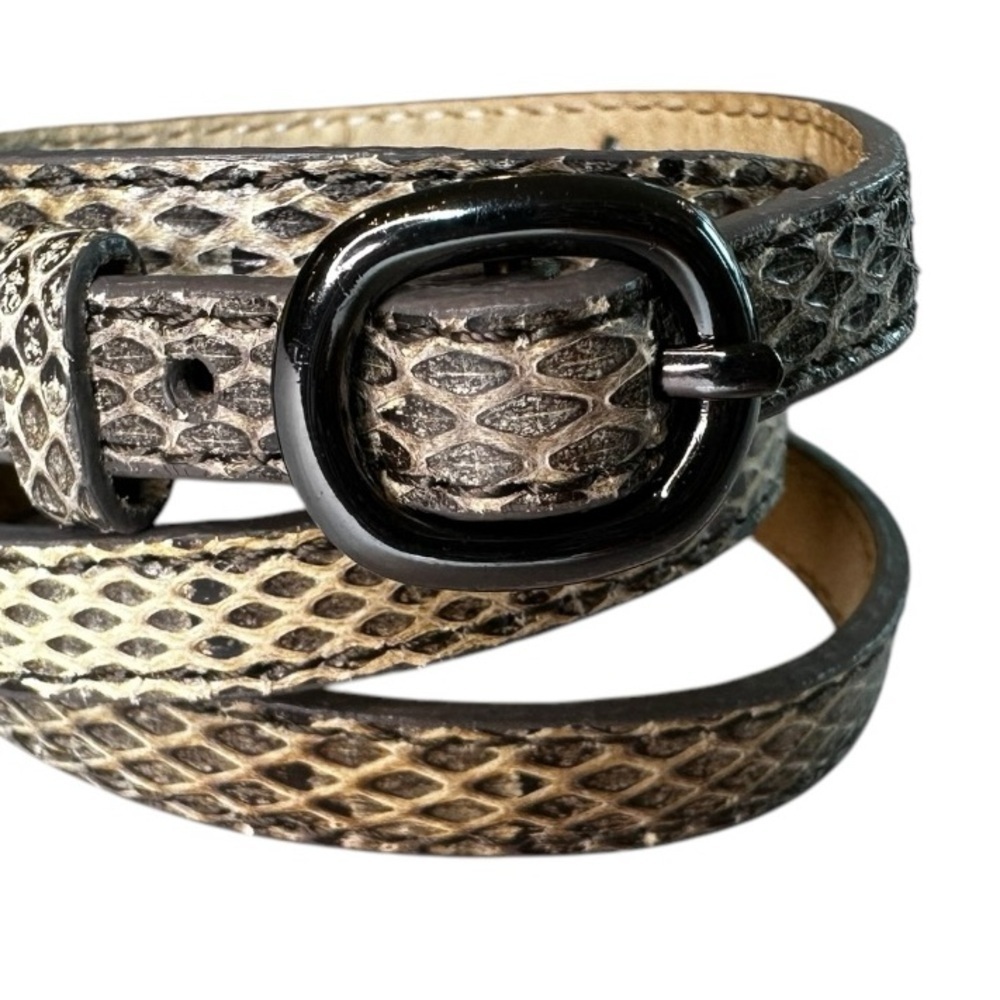 J Crew Y2K Genuine Leather Snakeskin Print Skinny Belt Small - Picture 2 of 6
